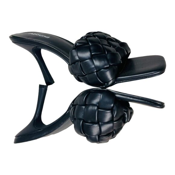 Abound Abmyley Womens Heels Slip On Sandals Braided Faux Leather Straps Black 9M - Picture 4 of 8